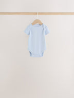 Blue Bow Short Sleeve Baby Bodysuit 5 Pack
