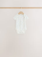 Blue Bow Short Sleeve Baby Bodysuit 5 Pack