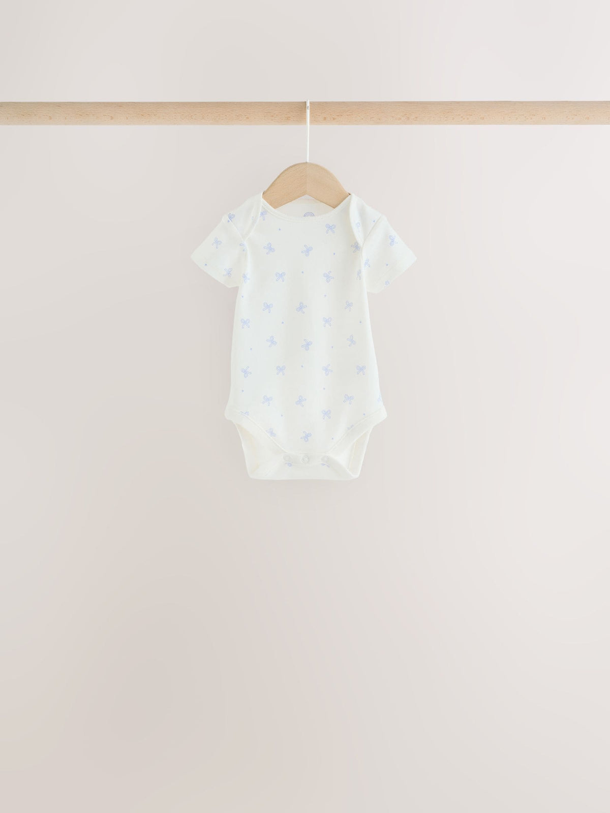 Blue Bow Short Sleeve Baby Bodysuit 5 Pack