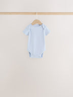 Blue Bow Short Sleeve Baby Bodysuit 5 Pack