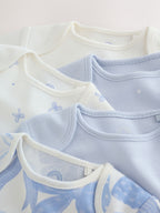 Blue Bow Short Sleeve Baby Bodysuit 5 Pack
