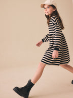 Monochrome Cosy Rib Jumper Dress (3-16yrs)