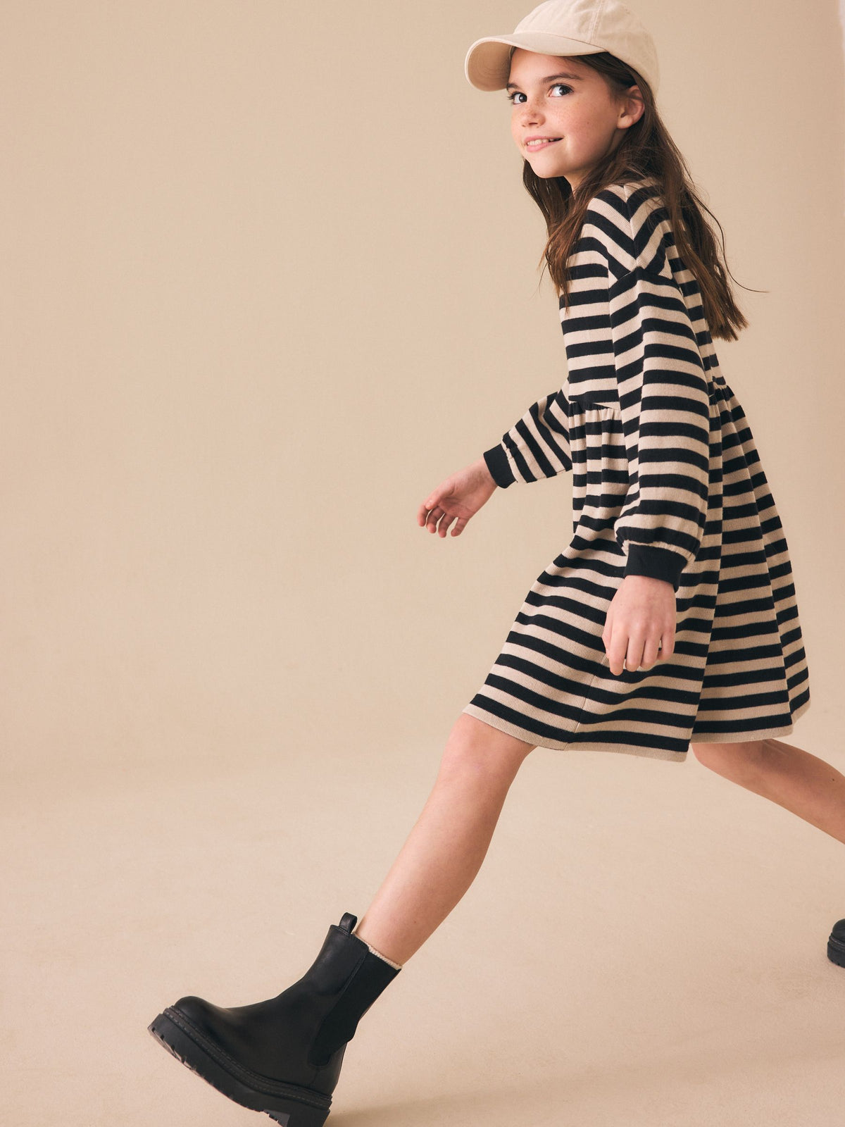 Monochrome Cosy Rib Jumper Dress (3-16yrs)
