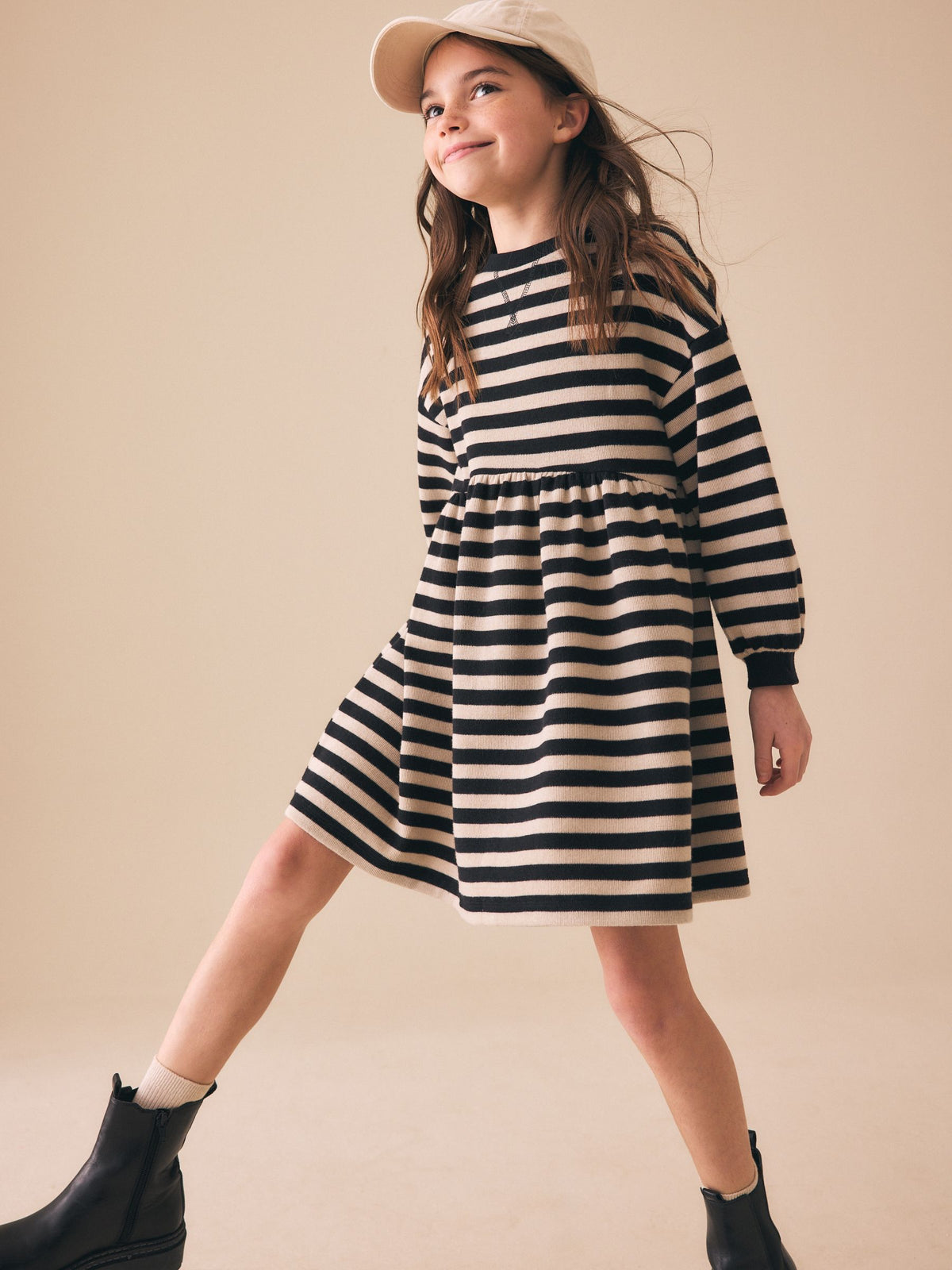 Monochrome Cosy Rib Jumper Dress (3-16yrs)