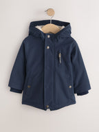 Navy Waterproof Borg Lined Parka (3mths-7yrs)