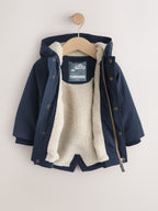 Navy Waterproof Borg Lined Parka (3mths-7yrs)