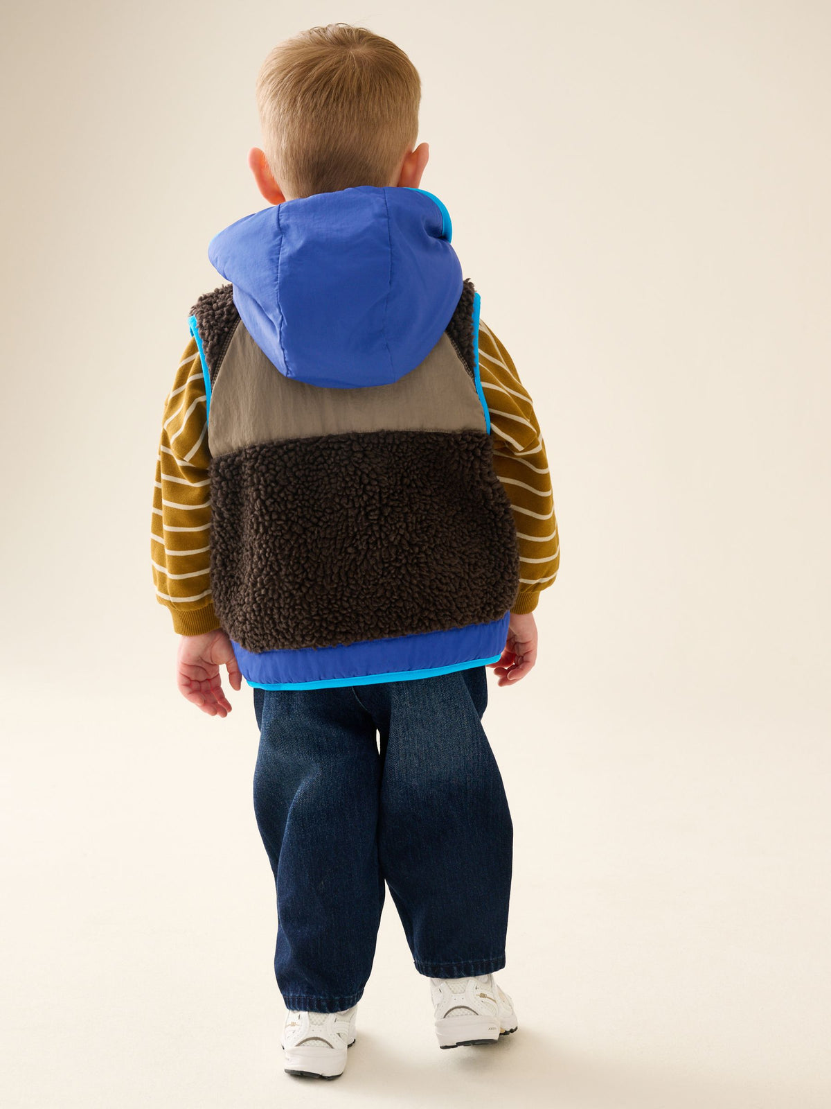 Brown Colour Block Borg Gilet (3mths-7yrs)