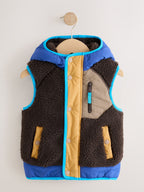 Brown Colour Block Borg Gilet (3mths-7yrs)