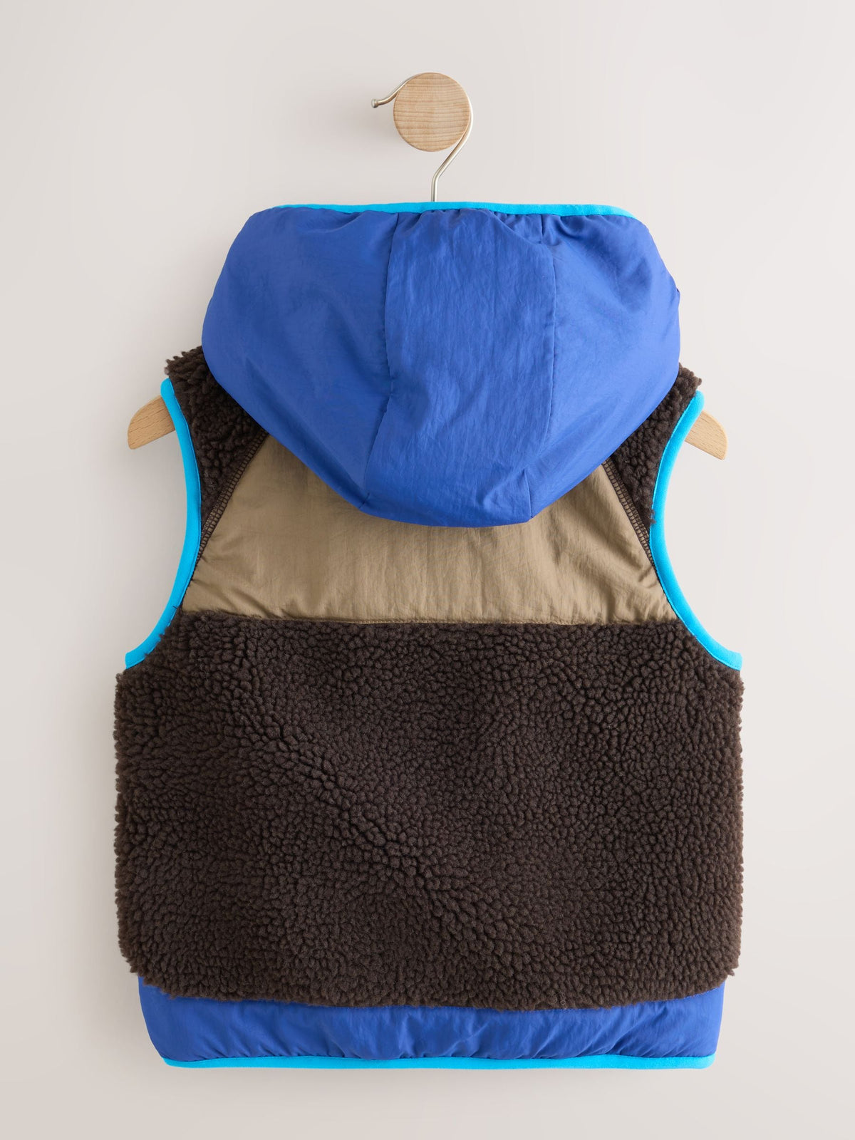 Brown Colour Block Borg Gilet (3mths-7yrs)