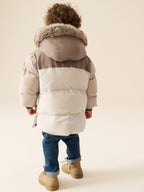 Neutral Colour Block Waterproof Padded Coat (12mths-10yrs)