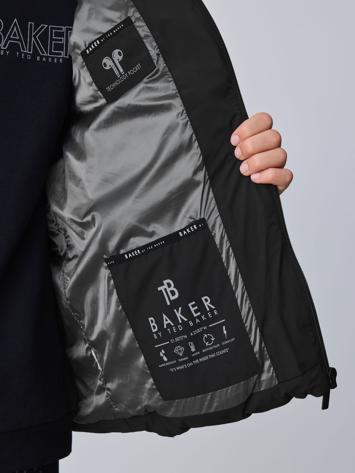 Baker by Ted Baker Black Shower Resistant Padded Coat