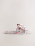 Pink Floral Satin Slider Slippers