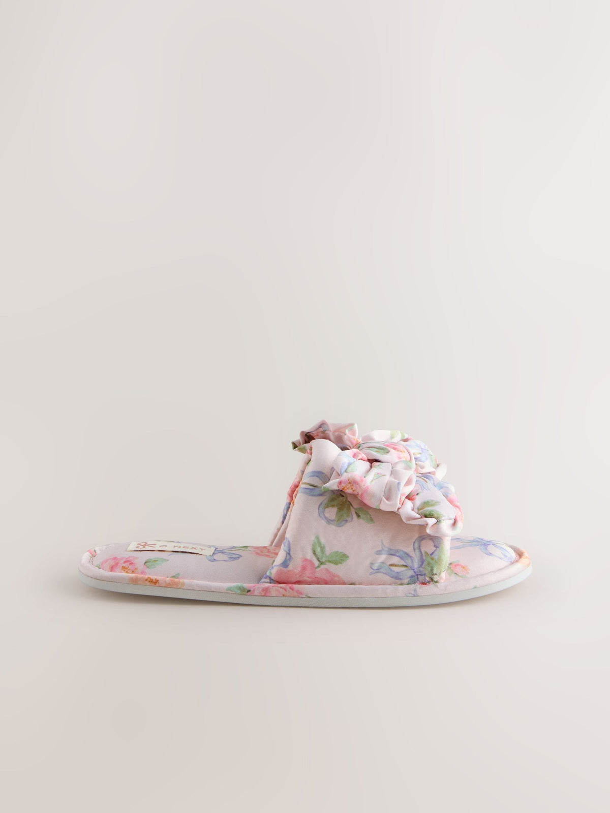 Pink Floral Satin Slider Slippers