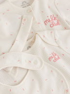 Cream Milk Club Baby Sleepsuit, Bodysuit, Bib and Hat Set 4 Piece (0-9mths)