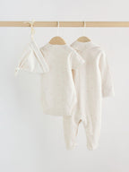 Cream Milk Club Baby Sleepsuit, Bodysuit, Bib and Hat Set 4 Piece (0-9mths)