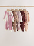 Burgundy/Purple Cat Baby Sleepsuits 5 Pack (0mths-2yrs)