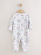 White/Lilac Fairy Mouse Fleece Lined Two Way Zip Baby Sleepsuit