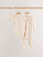 Neutral Milk Club Baby Sleepsuit, Bodysuit, Beanie and Bib Set 4 Piece (0-12mths)