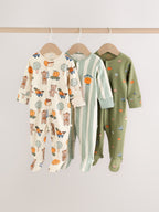 Sage Green Pumpkin Sleepsuits 3 Pack (0mths-2yrs)