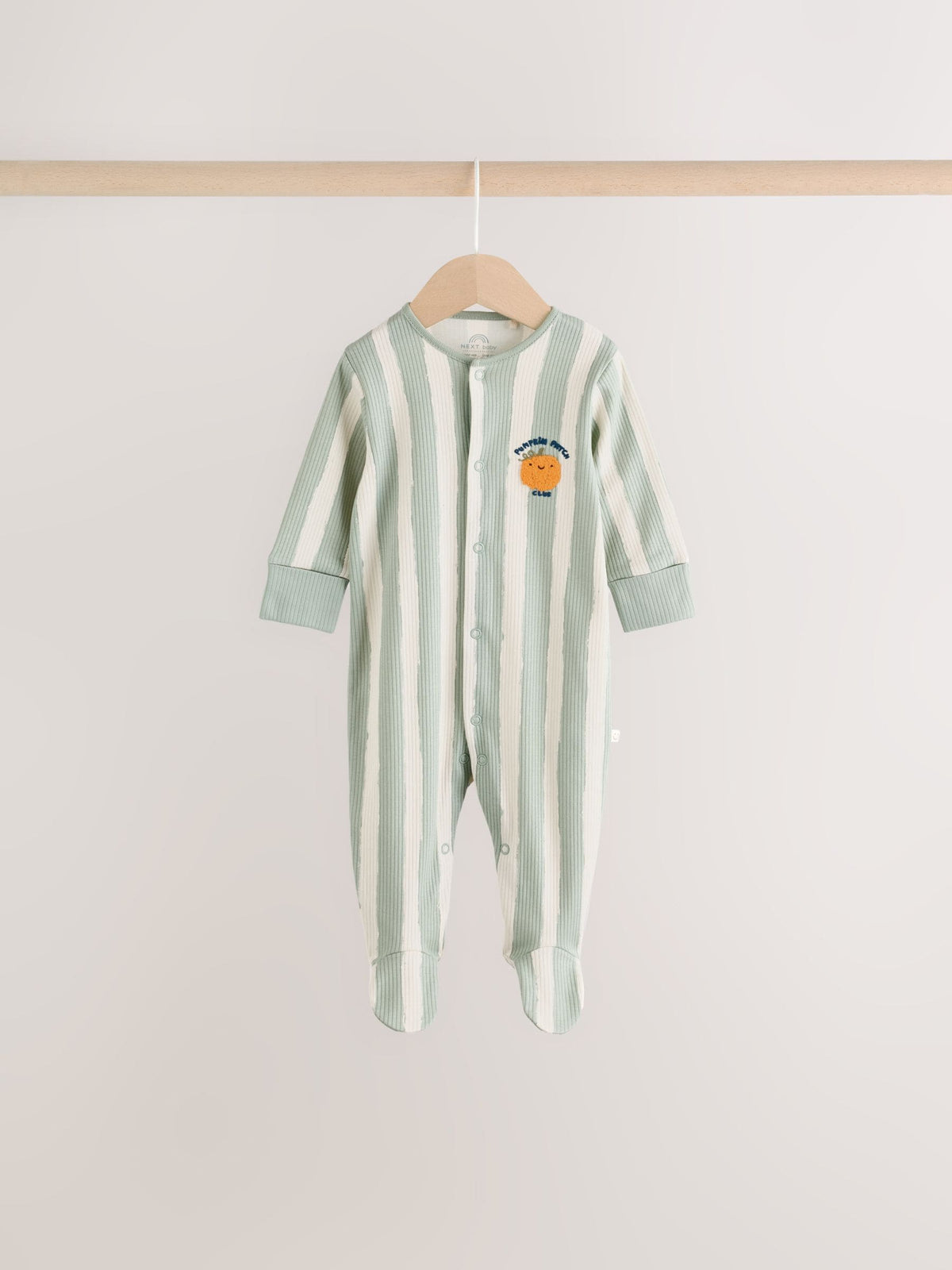 Sage Green Pumpkin Sleepsuits 3 Pack (0mths-2yrs)