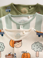 Sage Green Pumpkin Sleepsuits 3 Pack (0mths-2yrs)
