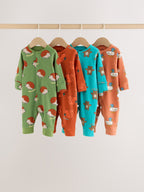 Multi Animal Baby Sleepsuits 4 Pack (0mths-3yrs)