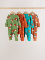 Multi Animal Baby Sleepsuits 4 Pack (0mths-3yrs)
