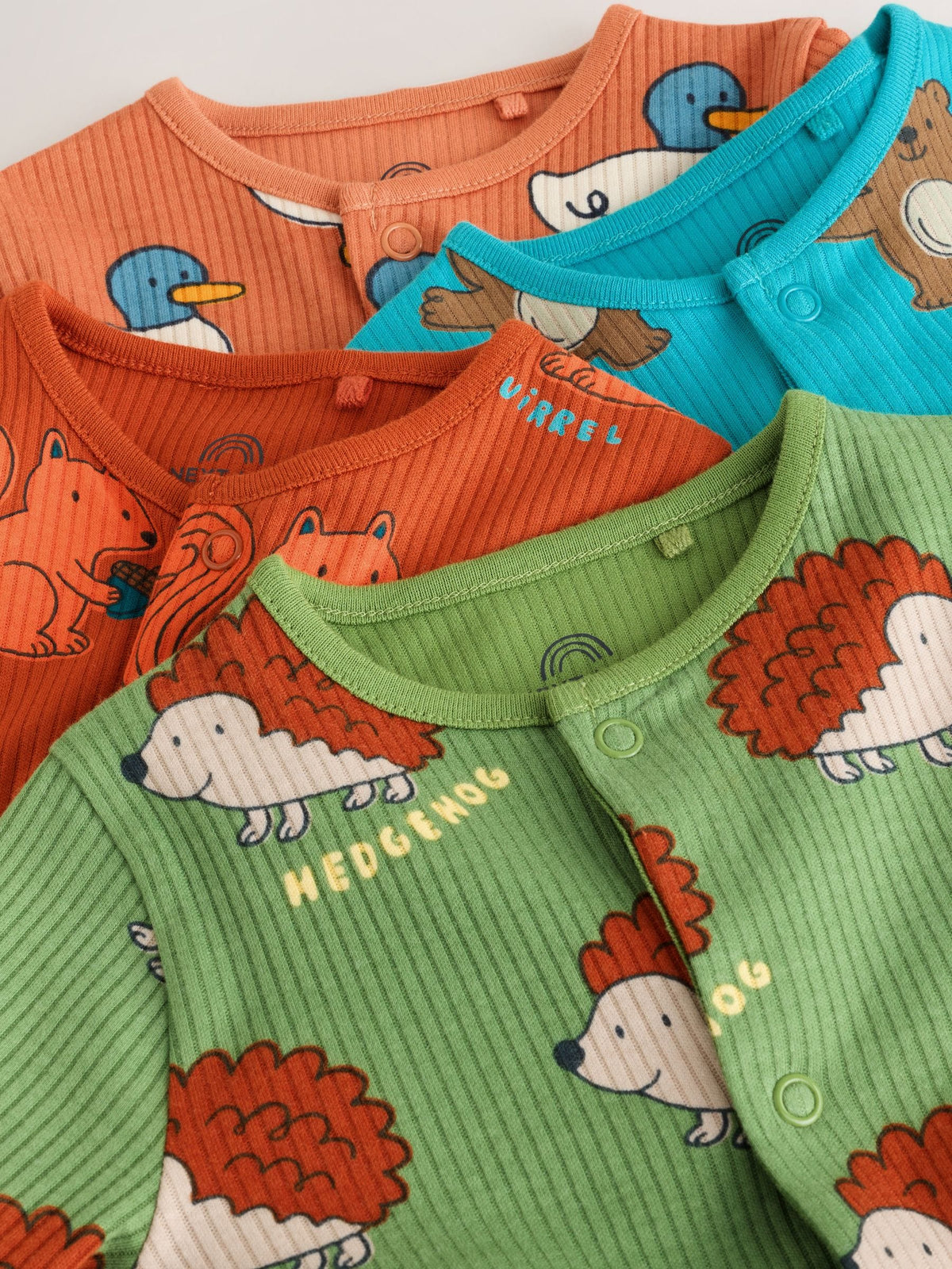 Multi Animal Baby Sleepsuits 4 Pack (0mths-3yrs)