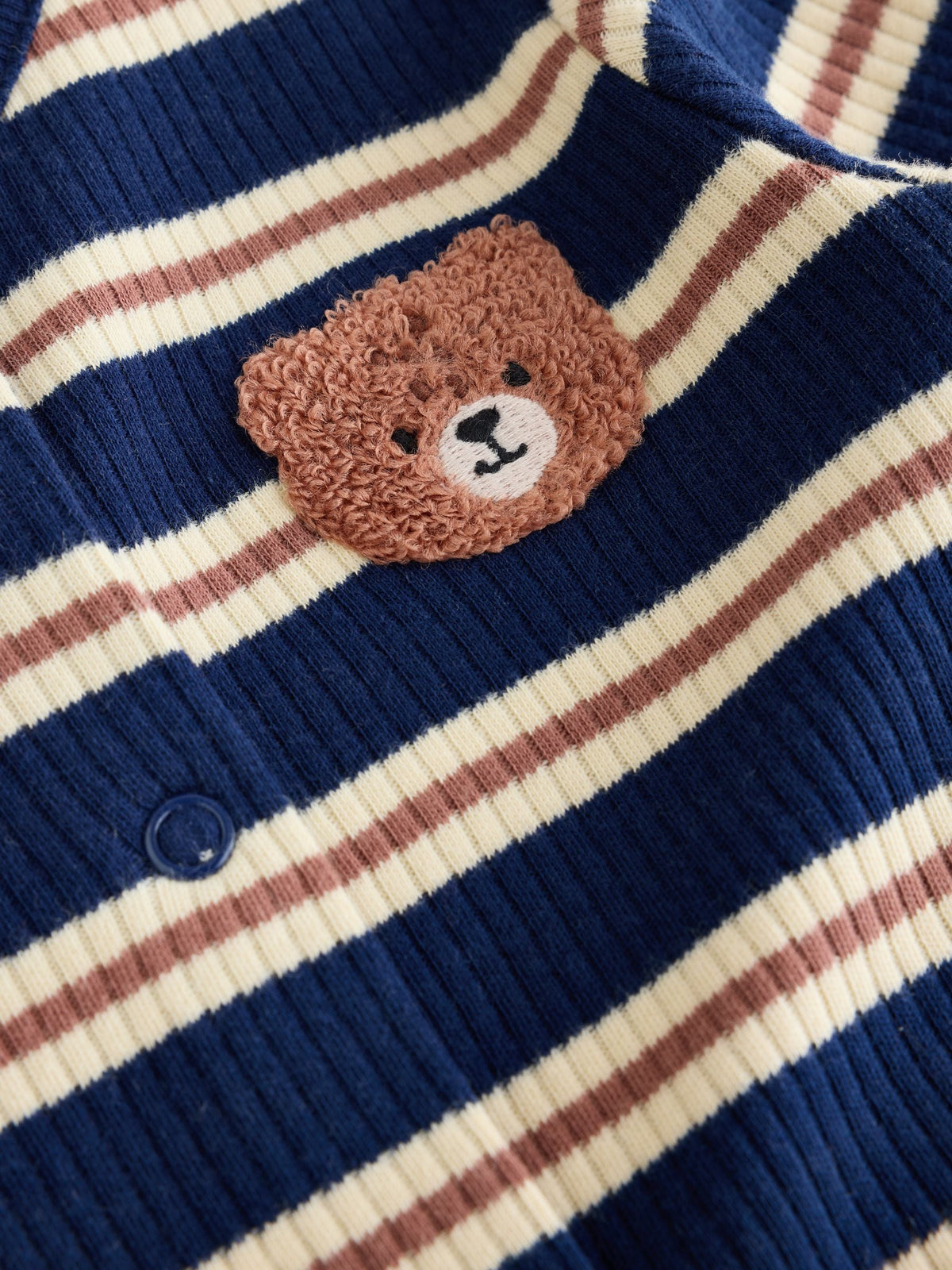 Blue/Brown Stripe Baby Sleepsuits 3 Pack (0mths-2yrs)