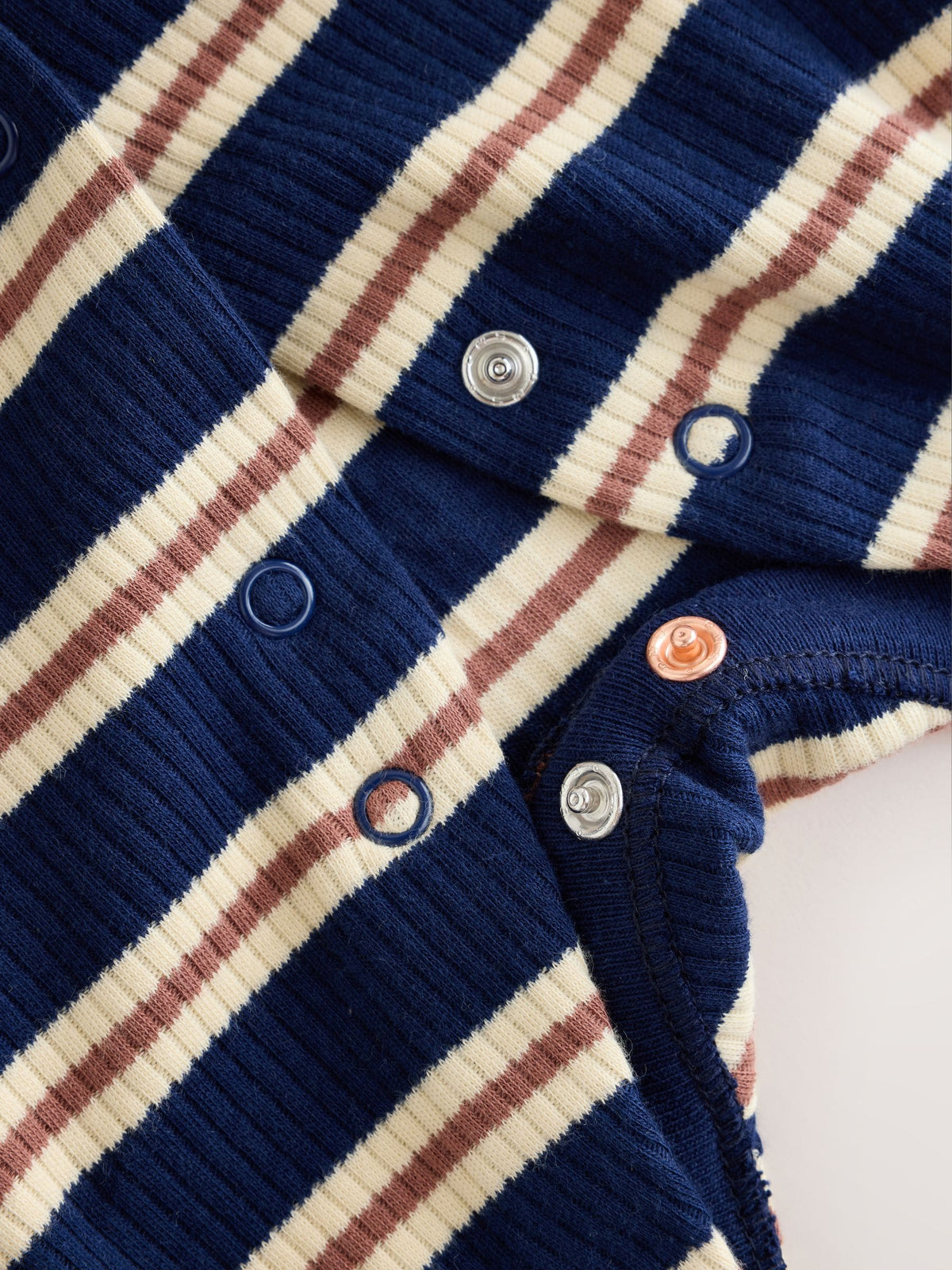 Blue/Brown Stripe Baby Sleepsuits 3 Pack (0mths-2yrs)