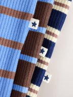 Blue/Brown Stripe Baby Sleepsuits 3 Pack (0mths-2yrs)