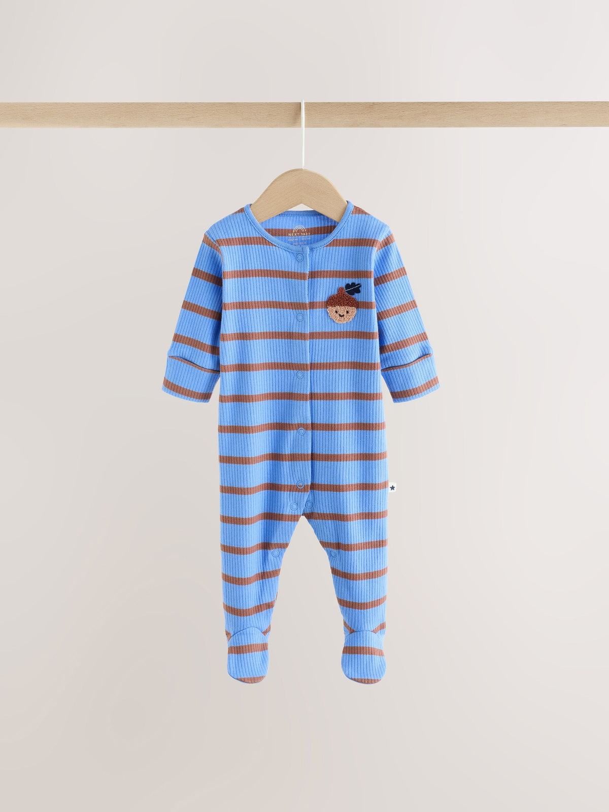 Blue/Brown Stripe Baby Sleepsuits 3 Pack (0mths-2yrs)