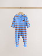 Blue/Brown Stripe Baby Sleepsuits 3 Pack (0mths-2yrs)