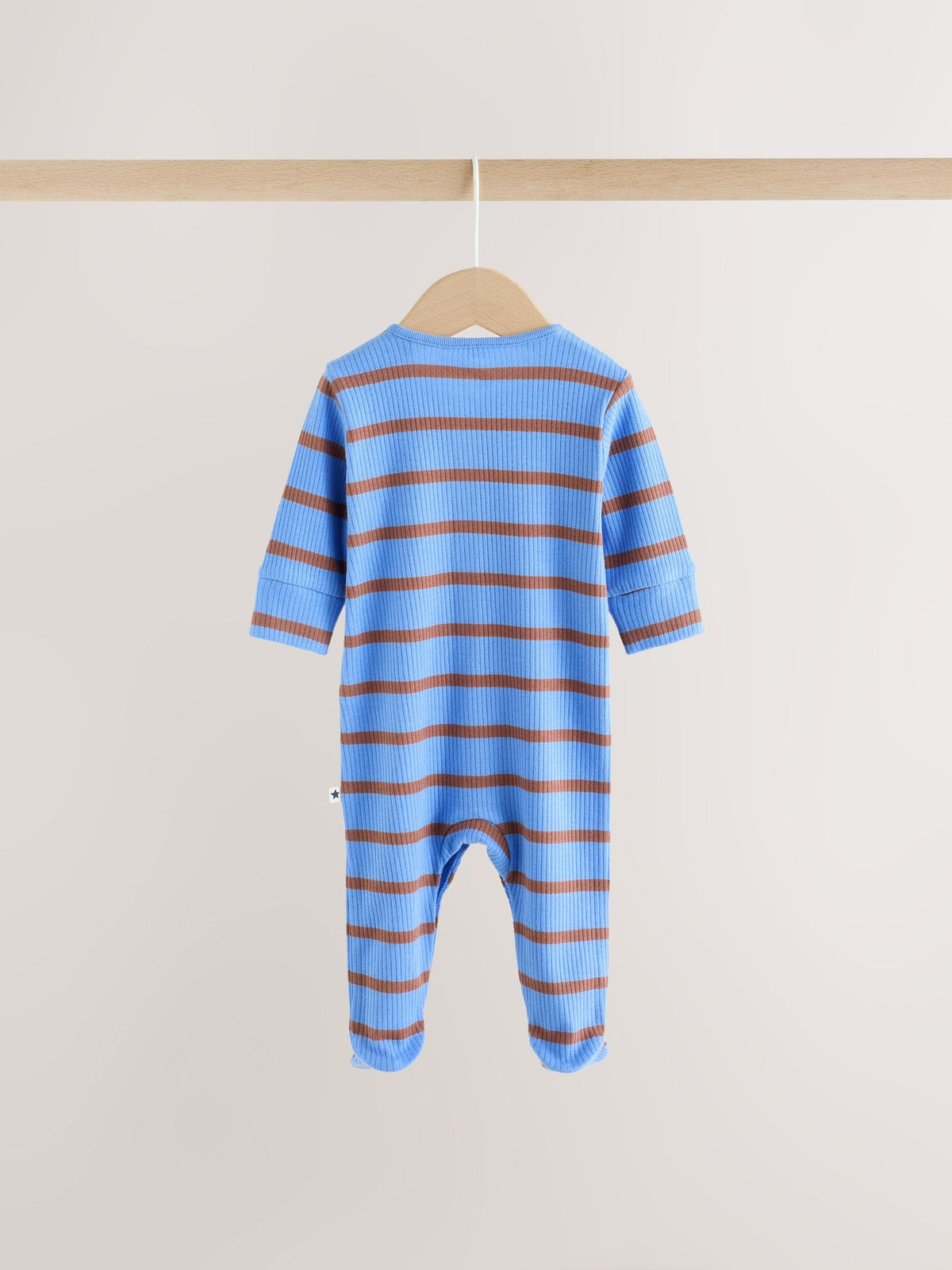 Blue/Brown Stripe Baby Sleepsuits 3 Pack (0mths-2yrs)