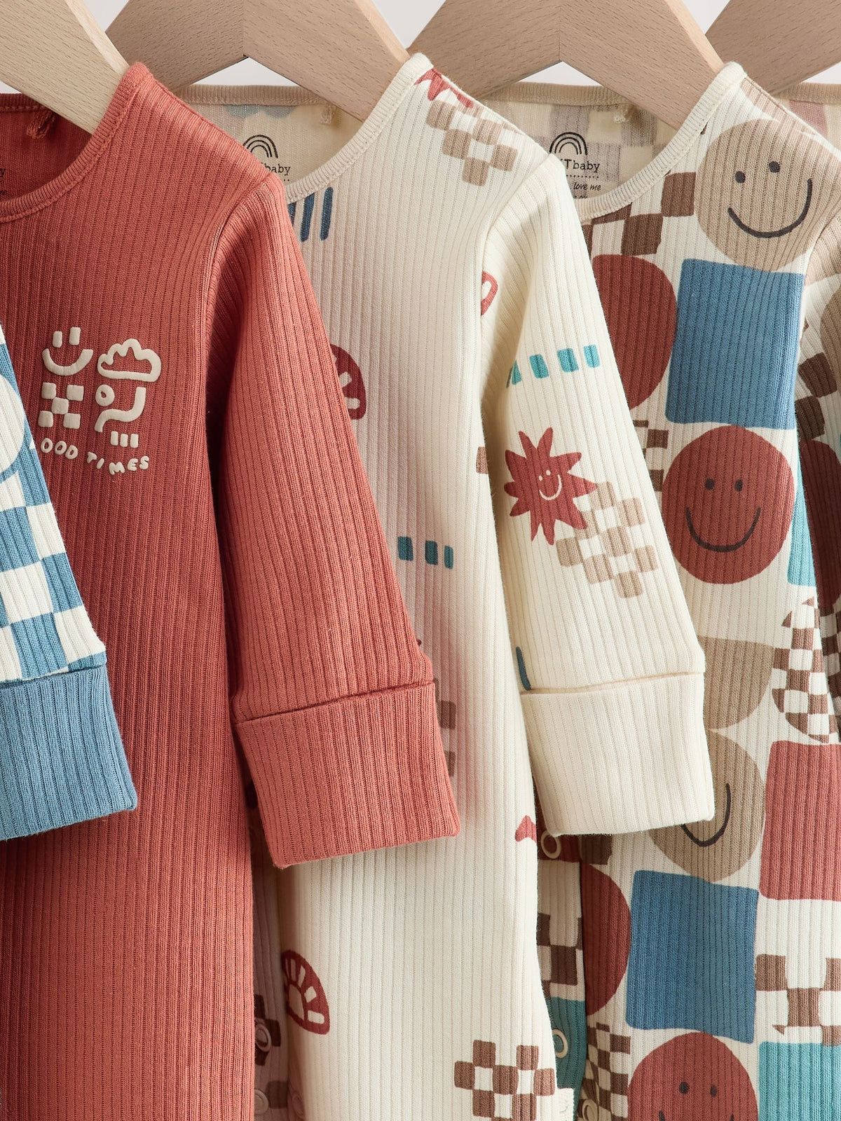 Blue/Red Patterned Baby Sleepsuits 5 Pack (0mths-3yrs)