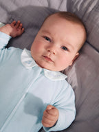 Pale Blue Velour Sleepsuit (0-3yrs)