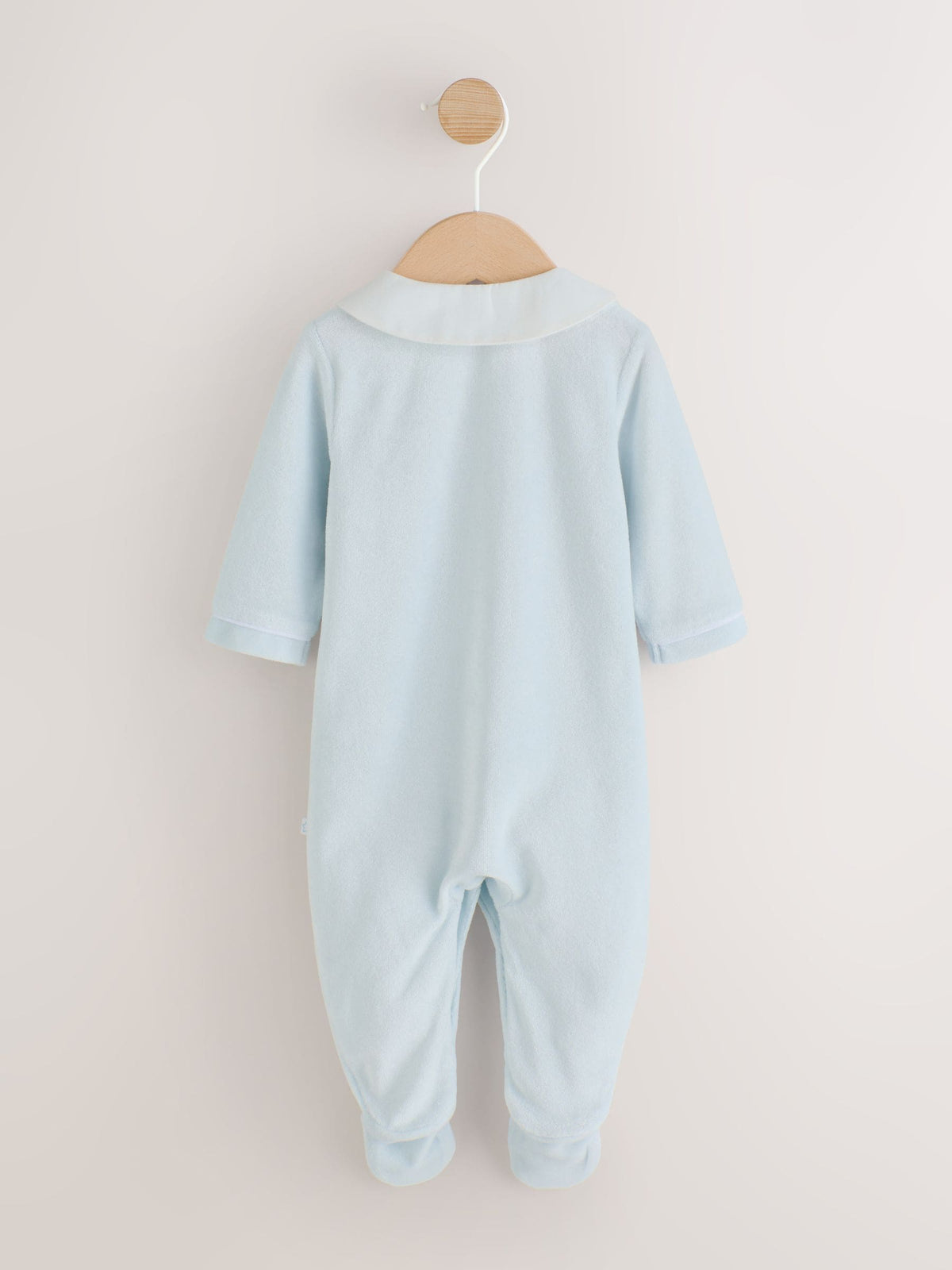 Pale Blue Velour Sleepsuit (0-3yrs)