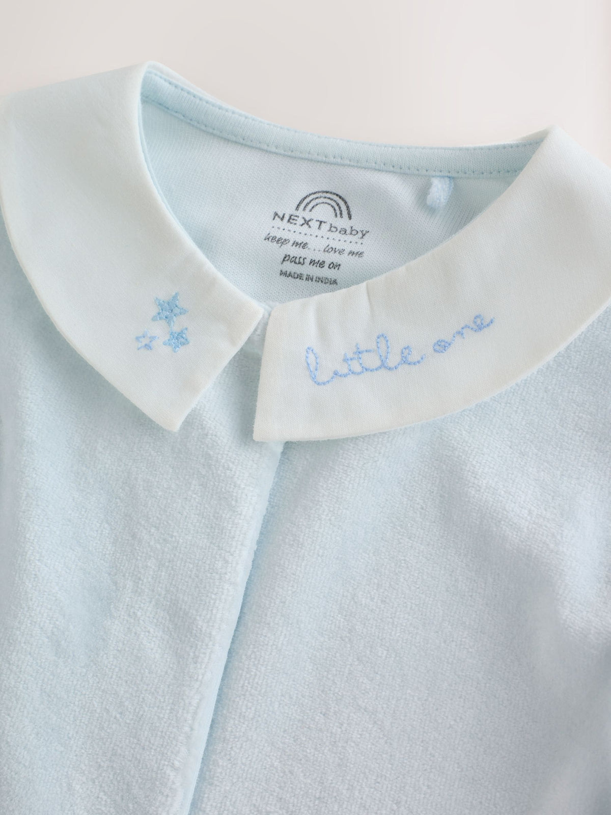 Pale Blue Velour Sleepsuit (0-3yrs)