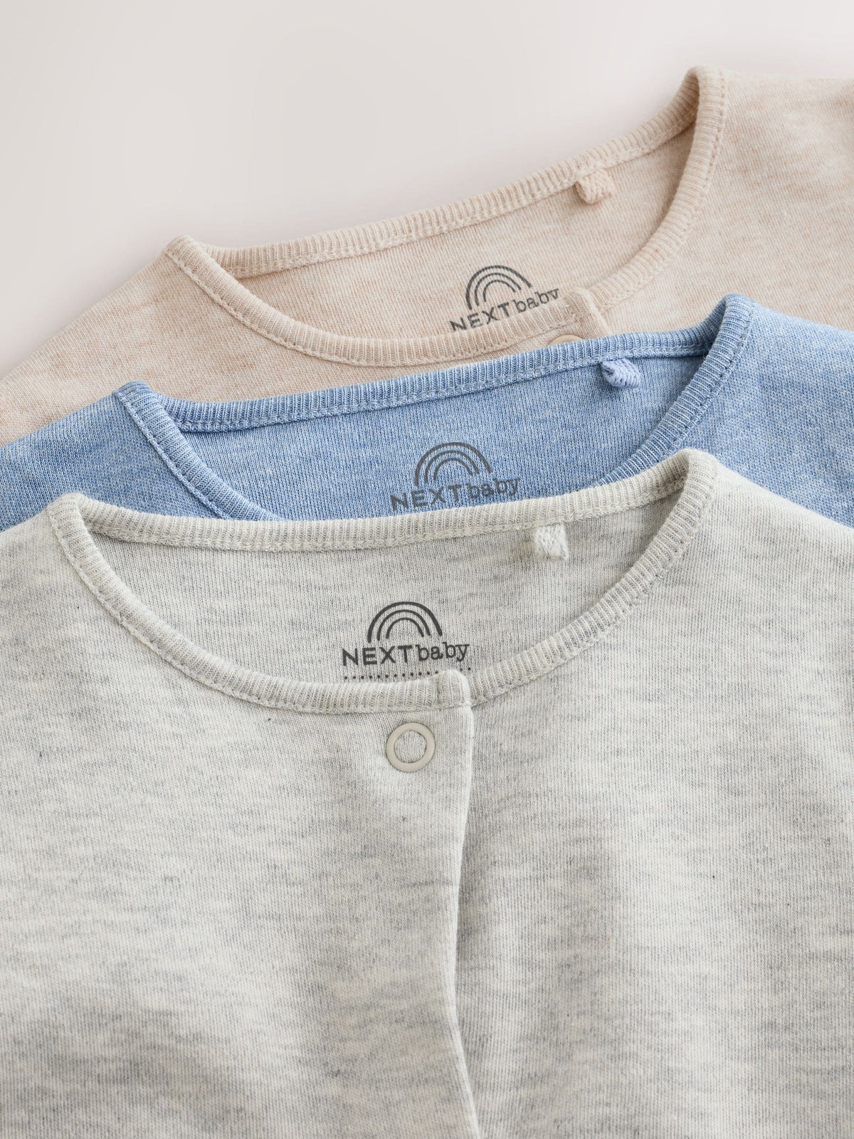 Grey/Blue/Neutral Baby Sleepsuits 3 Pack (0-2yrs)