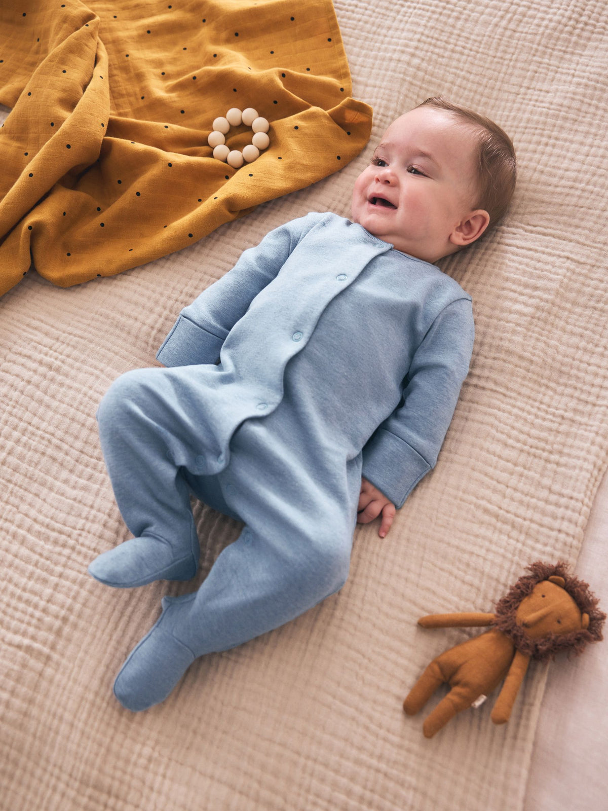 Grey/Blue/Neutral Baby Sleepsuits 3 Pack (0-2yrs)