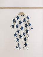 Blue Micro Fleece Two Way Zip Baby Sleepsuits 4 Pack