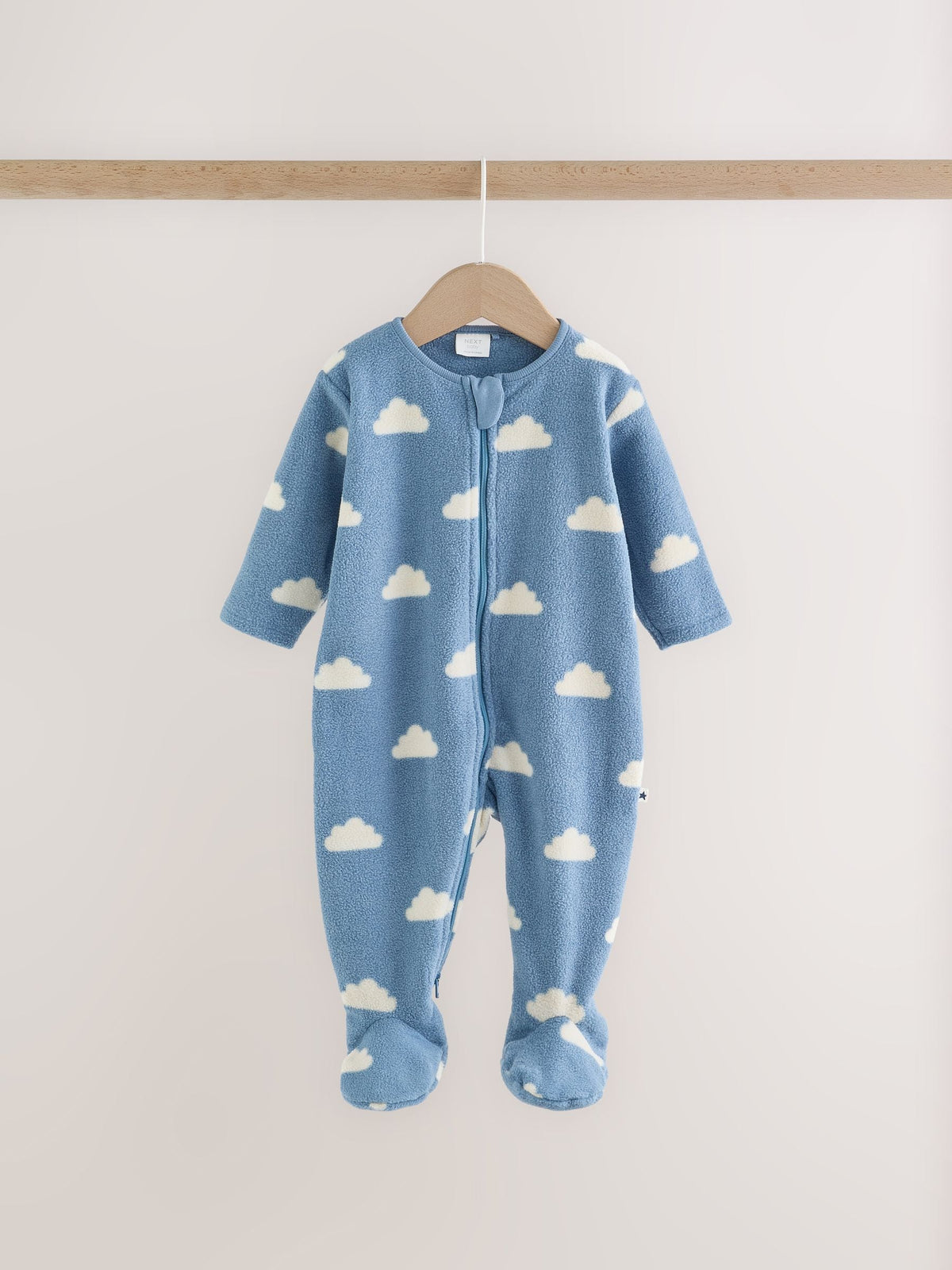 Blue Micro Fleece Two Way Zip Baby Sleepsuits 4 Pack