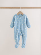 Blue Micro Fleece Two Way Zip Baby Sleepsuits 4 Pack
