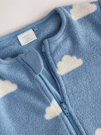 Blue Micro Fleece Two Way Zip Baby Sleepsuits 4 Pack