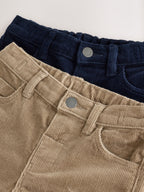 Navy/Stone Corduroy Trousers 2 Pack (3mths-7yrs)