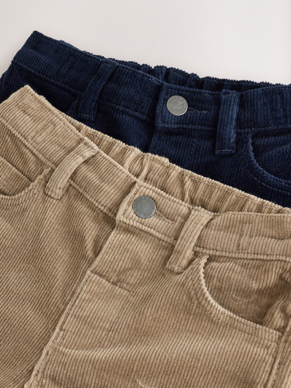 Navy/Stone Corduroy Trousers 2 Pack (3mths-7yrs)
