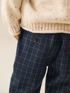 Navy Grid Check Loose Fit Cosy Smart Trousers (3mths-7yrs)