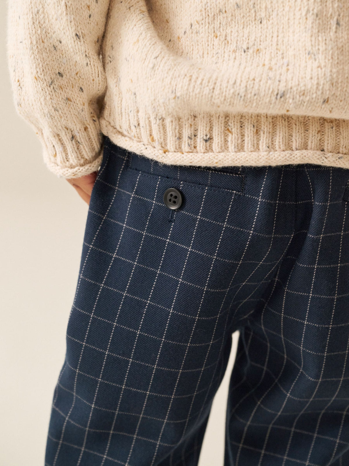 Navy Grid Check Loose Fit Cosy Smart Trousers (3mths-7yrs)