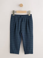 Navy Grid Check Loose Fit Cosy Smart Trousers (3mths-7yrs)