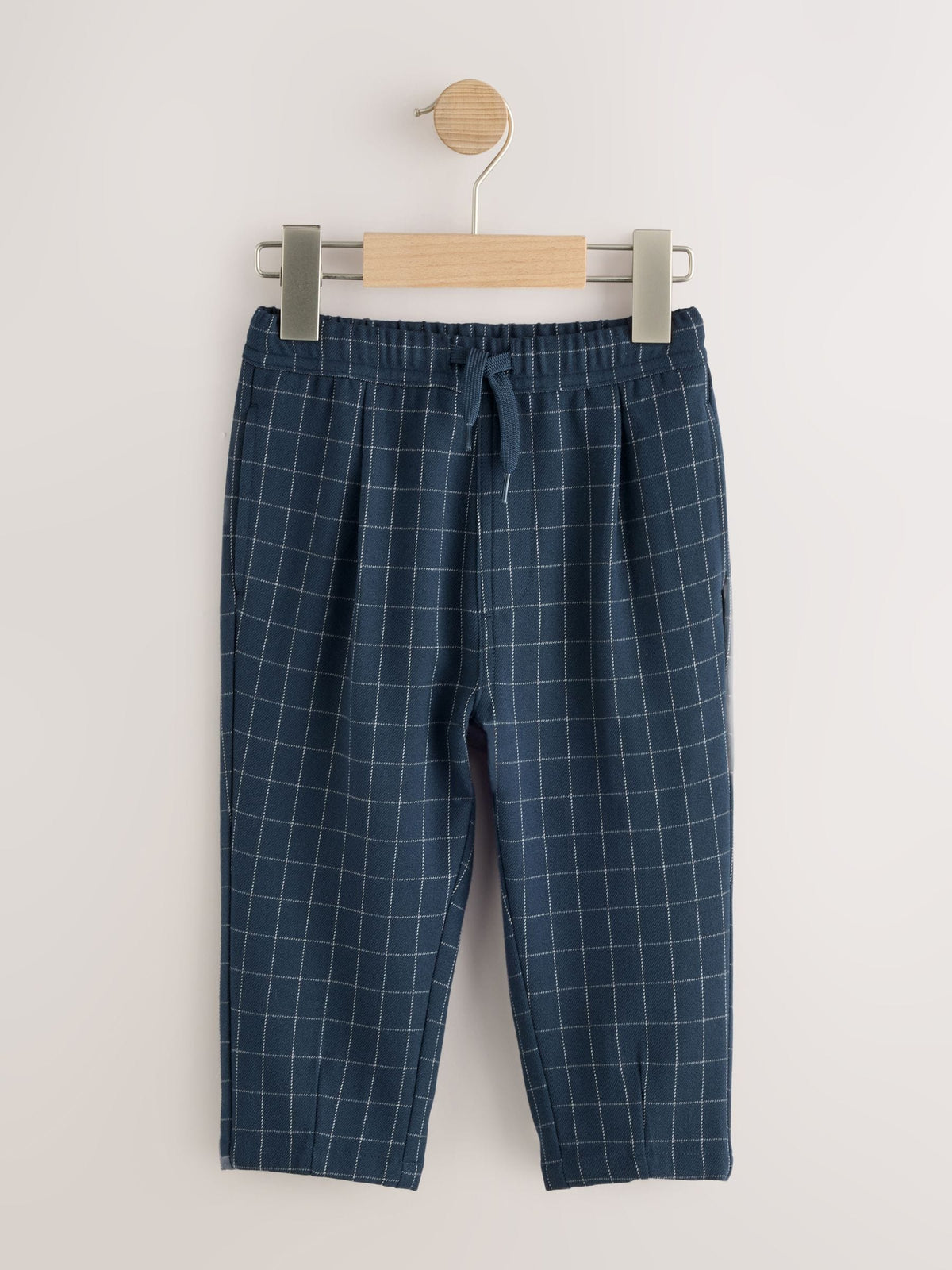 Navy Grid Check Loose Fit Cosy Smart Trousers (3mths-7yrs)